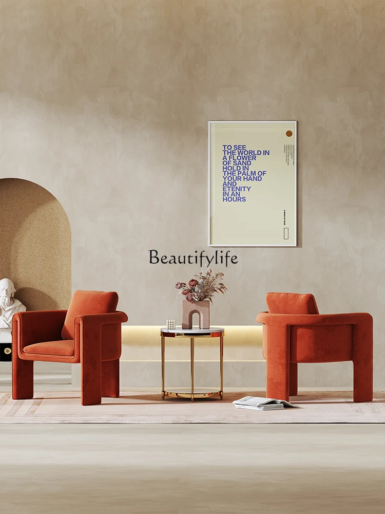 12Moderner, minimalistischer Freizeitstuhl, Wohnzimmer, einzelner Flanell-Sofastuhl