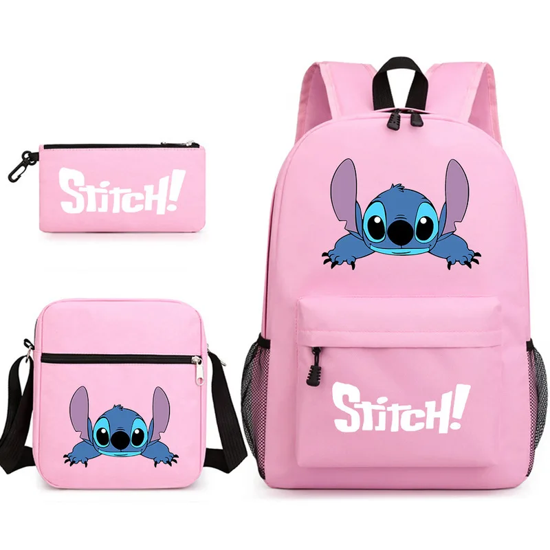 

3Pcs/set Stitch Backpack for Boy Girl Teenager Student Back To School Schoolbag Lunch Bag Women lovely Rucksack Gift Cartoon