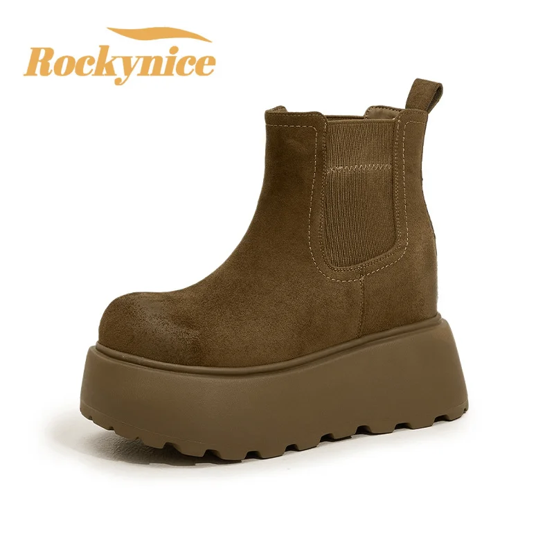New 2025 Winter Women Warm Cotton Snow Boots Comfort Fur Shoes High Platform Genuine Leather Sneakers Short Botas De Mujer 10CM