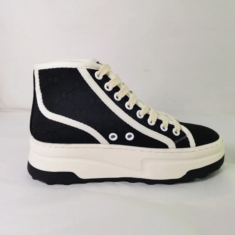 Spring and autumn high-top shoes, same style for men and women, canvas shoes, casual shoes, thick-soled shoes, tie sports shoes