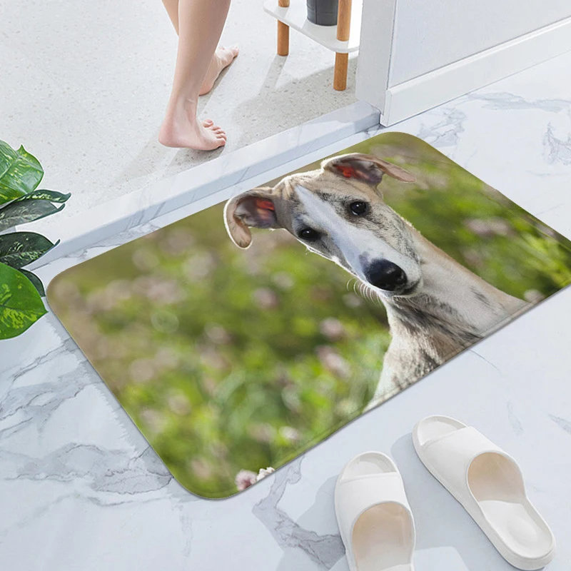 

Sleeping Room Rugs A-Whippet Dogs Washable Non-slip Kitchen Rug Aesthetic Bath Mat Useful Things Hallway Entrance Door Doormat