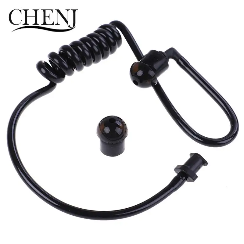 Black Replacement Coil Acoustic Air Tube Earplug For Radio Earpiece Headset