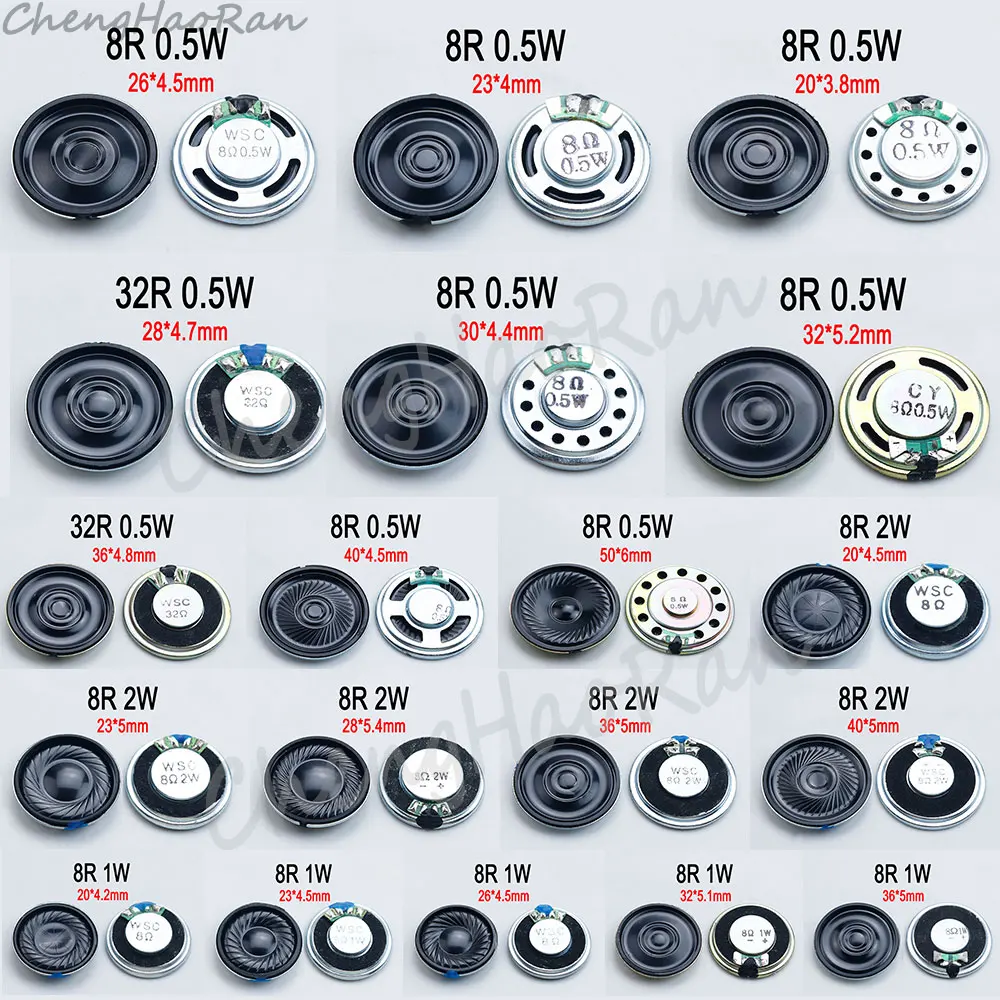 2 Pcs 8R 32R 0.5W 1W 2W Speakers Mini Ultra-thin Horn Speaker Diameter 20/23/26/32/36/40/50 MM Small loudspeaker Speaker