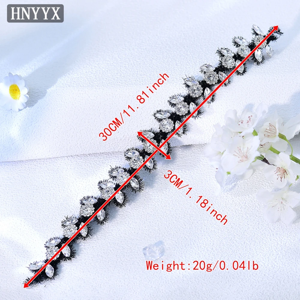 HNYYX Perhiasan Rambut dengan Ikat Kepala Lembut Hitam Buatan Tangan Berlian Imitasi Hiasan Kepala Elegan dan Murah Hati Aksesori Rambut Pesta Harian A375
