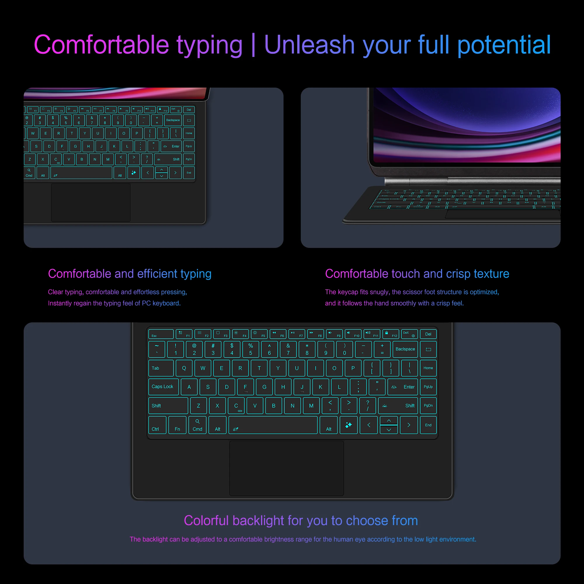 LFOIQN Keyboard Case For Samsung Galaxy Tab S9 S10 Ultra 14.6 inch S8+ S9+ Plus 12.4 S10+ FE+ S11 S7 11 Tablet Smart Book Cover view 6
