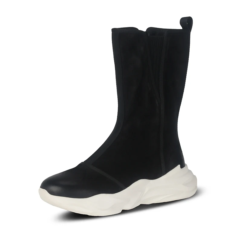 New Black Top Layer Cowhide Fashion Trend, Personalized And Versatile Thick Soles, Increased Comfort For Men's Boots