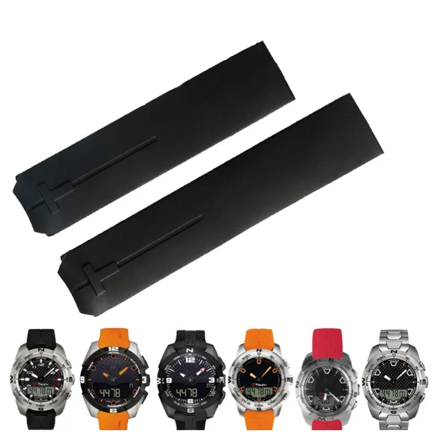 For Tissot Silicone Watch Band for T-Touch T013 T81 T091 T33 T047 Curved End Strap Rubber Bracelet 20mm
