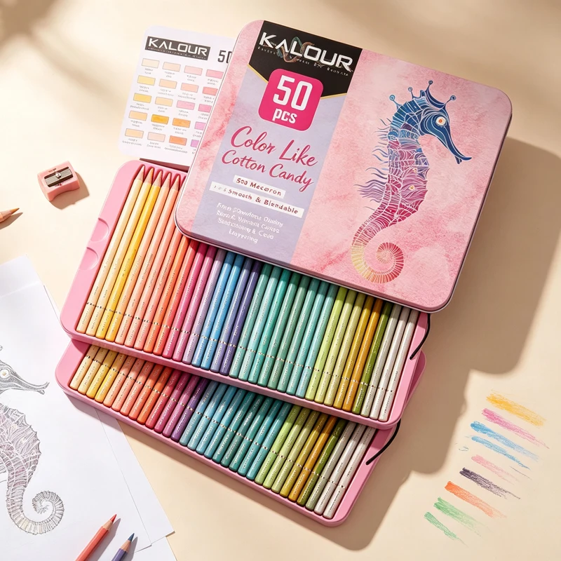 50Pcs Macaron Colored Pencil Set Soft Pastel Drawing Pencil Set Crayons Colour for School Sketching Coloring Art Supplies