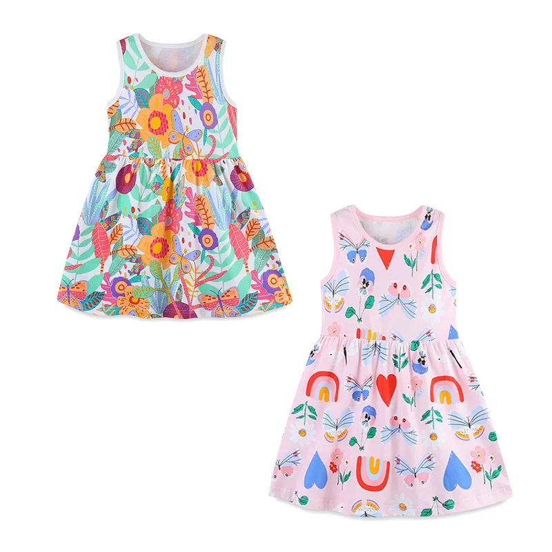 

2-7T Jumping Meters Princess Sleeveless Dresses Summer Clothes Girls Party Dress Fruits Print Children's Dresses Frocks Toddler