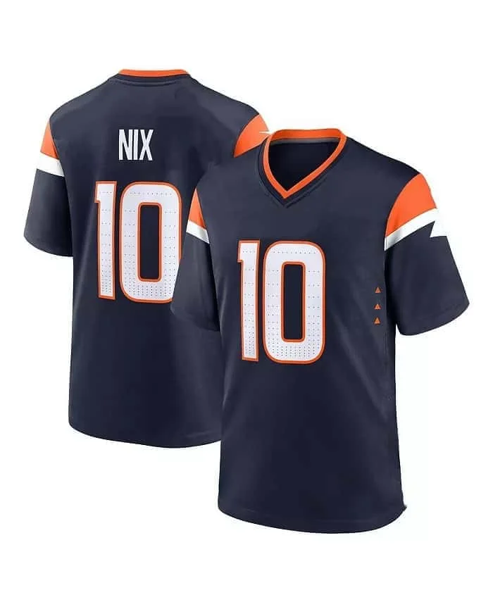 Denver 10 Bo Nix Orange Herren American Football T-Shirt V-Ausschnitt 2026 Sommer Atmungsaktives Schnelltrocknendes T-Shirt für Männer und Frauen Y2K – Detail 9
