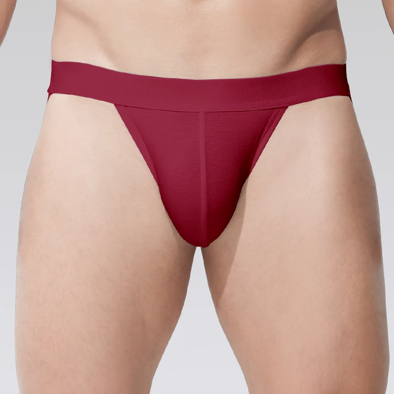 4PCS Men's low-waisted solid color U-shaped elastic tight sexy underpants breathable thong shorts