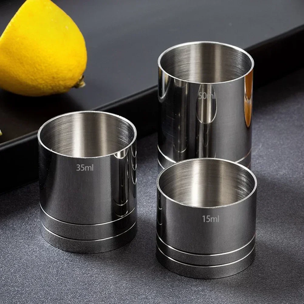 25/35/50ml Stainless Steel Measuring Cup Cylindrical Cocktail Ounce Jigger Wine Drink Measurer Bartending Bottle Bar Accessories