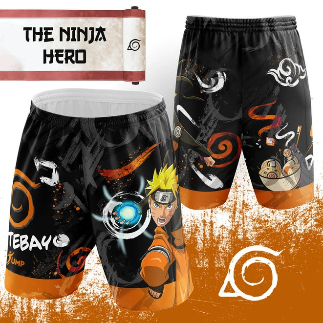 2026 Naruto 3D Print Casual Quick Dry Anime Shorts Family Matching Oversized Pants, Suitable for Daily Wear and Training