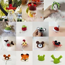 Handmade Knitted Hamster Hat Strawberry Frog Parrot Hat Small Animal Outfit Suit Adjustable Chin Strap Snake Cute Small Pet Hat