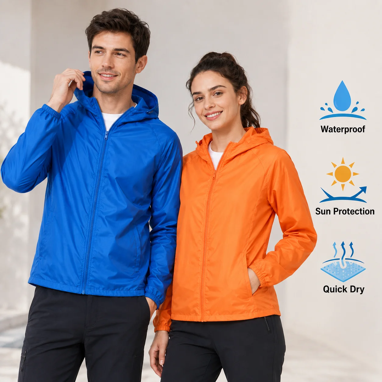 Unisex Hooded Fishing Jacket Men Women Lightweight Waterproof Windbreaker with Sun Protection for Camping Hiking and Daily Wear