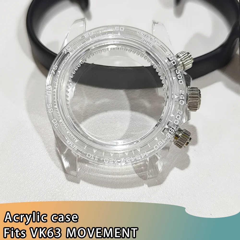 VK63 Acrylic Case VK63 Transparent Case VK63 39.5MM Transparent Acrylic Case 20mm Transparent Watch Bands VK63 Watch Accessories