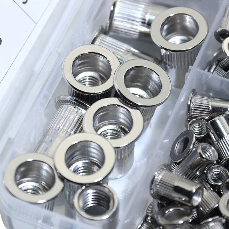 

150pcs Stainless Steel Rivnut Flat Head Threaded Nut M3 M4 M5 M6 M8 Vertical Stripe Rivets Insert Nutsert Cap Rivet Nuts