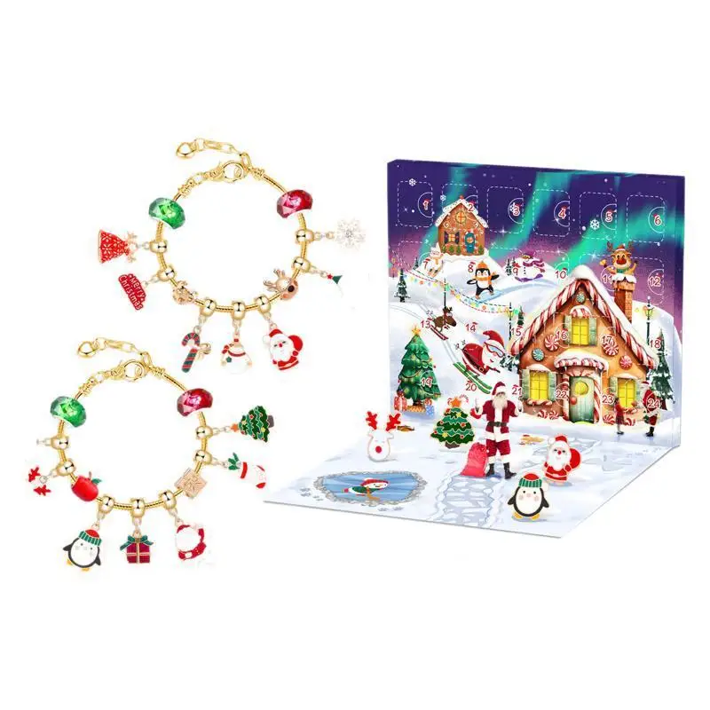 Boîte ennemi créative de Noël pour enfants, bracelet fait main, compte à rebours 24 grilles, jouets du Père Noël mignons, cadeaux de bricolage