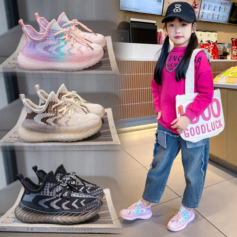 أحذية رياضية بنعل ناعم وسميك للأطفال ، ملونة ، برباط ، تنفس ، حذاء رياضي غير رسمي ، في الهواء الطلق ، مانع للإنزلاق ، موضة الأطفال ، أحذية للجري #3