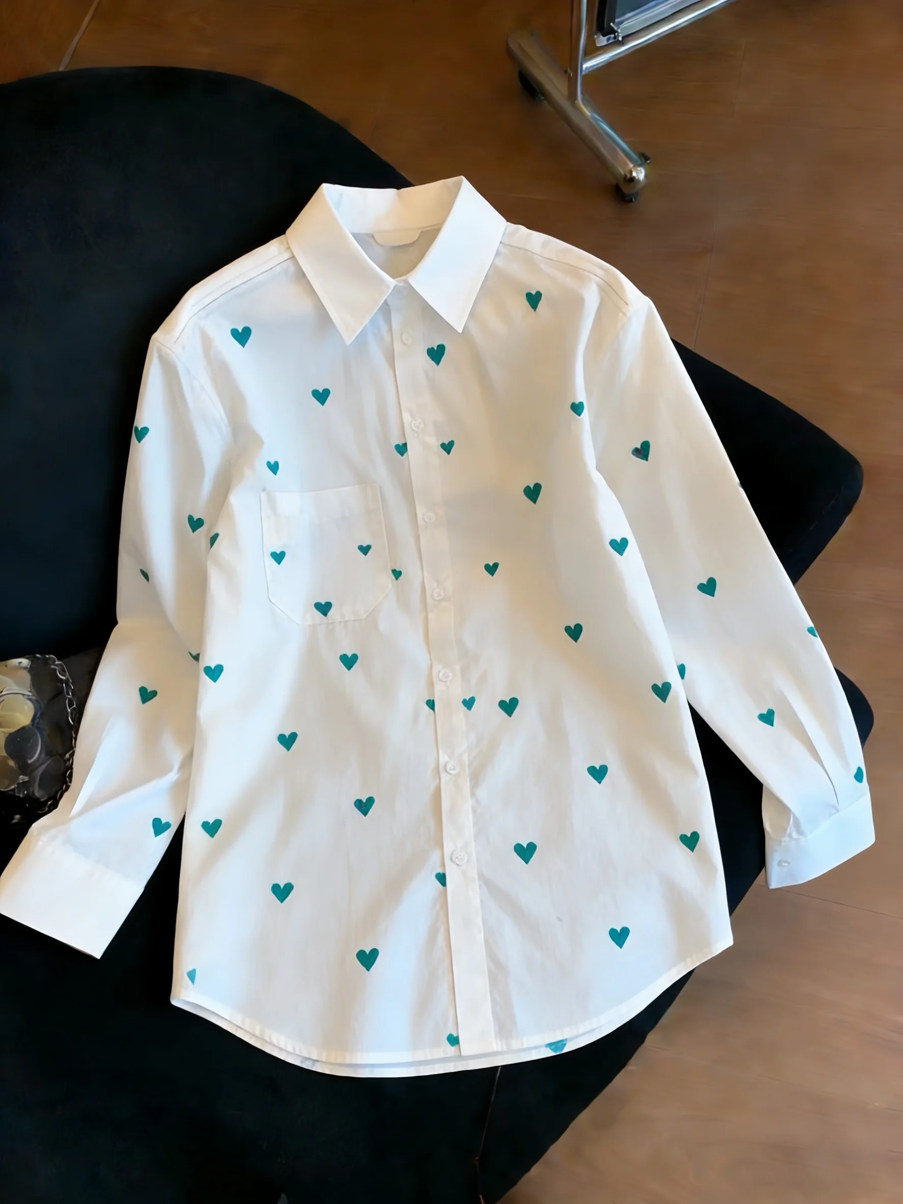 

Повседневная футболка с вышивкой в виде сердца, свободного кроя, для молодежи, весна-осень