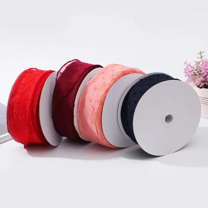 25 Yards/roll 2''5cm Bubble Chiffon Gauze Ribbon Christmas Gift DIY Handmade Snow Gauze Ribbon Wedding Birthday Party Decor Tape