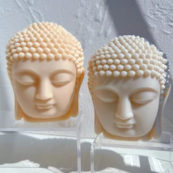 Creativo testa di Buddha statua stampo in Silicone Vintage decorazione della casa opera d'arte Buddha candela stampo