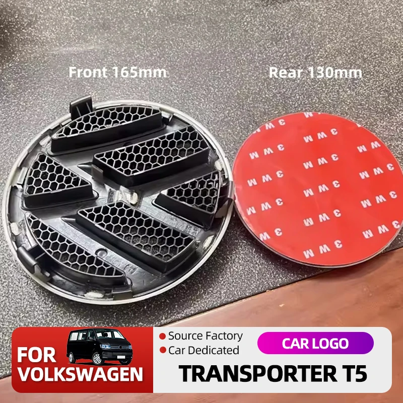 

2026 Hot Emblems 2pcs165mm/130mm Replace Car Front Rear Badge Emblem Grille Trunk Lid Logo Car Styling For Transporter T5 2010-2