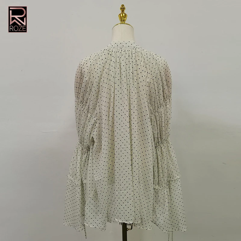 تقسم الكشكشة Casua بلوزة فضفاضة للنساء جولة الرقبة طويلة الأكمام تصميم فضفاض تحسس شيك قميص الإناث الاسلوب المناسب جديد #3