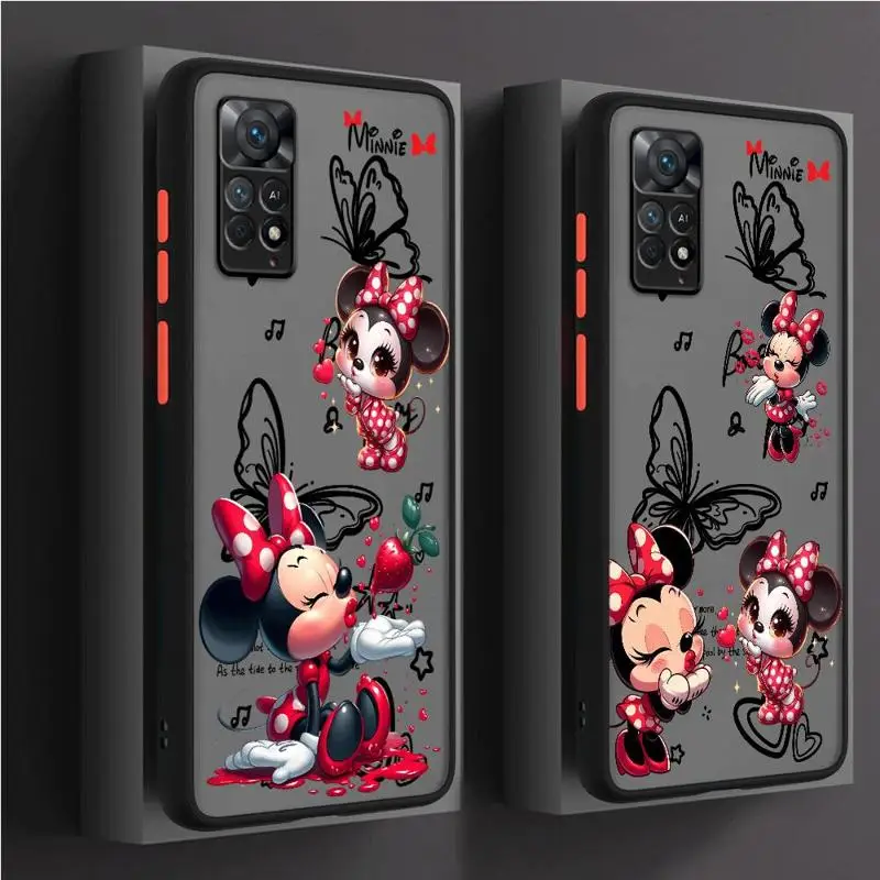 Luxuly Mickey Minnie Mouse Comics Matte Phone Case For Redmi Note 13 11 12 Pro Plus 9 10 Lite 9S 12S K40 10 9 Translucent Cover