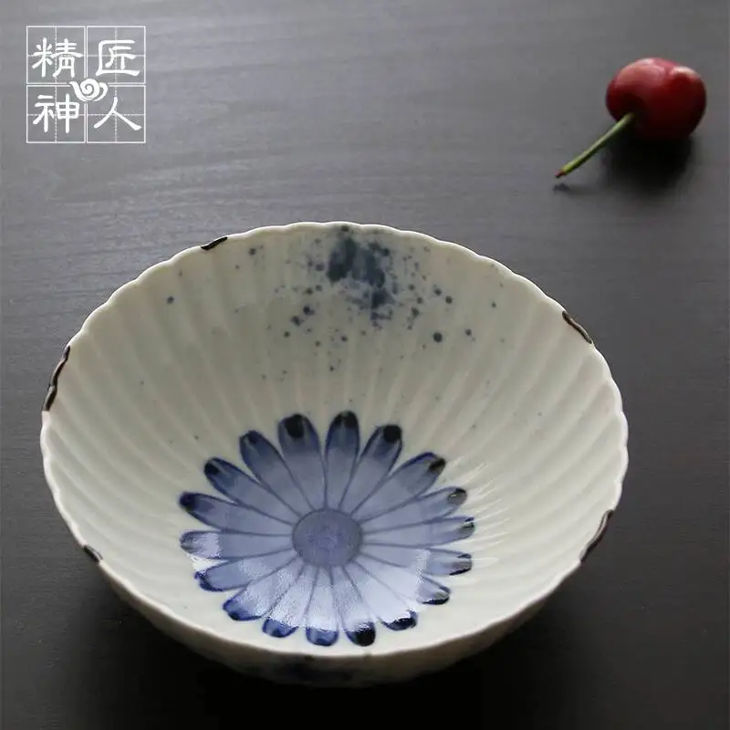 In Stock Japanese Imported Arita Ware Hand-Painted Daisy Chikigaki Ceramic Dessert Fruit Thin Snack Small Bowl
