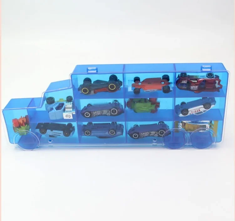 Hot Wheels Portable Plastic Storage Box for Diecast 1/64 Hold 16 Sports Models Car Educational Truck Toys for Boy Juguetes Gift