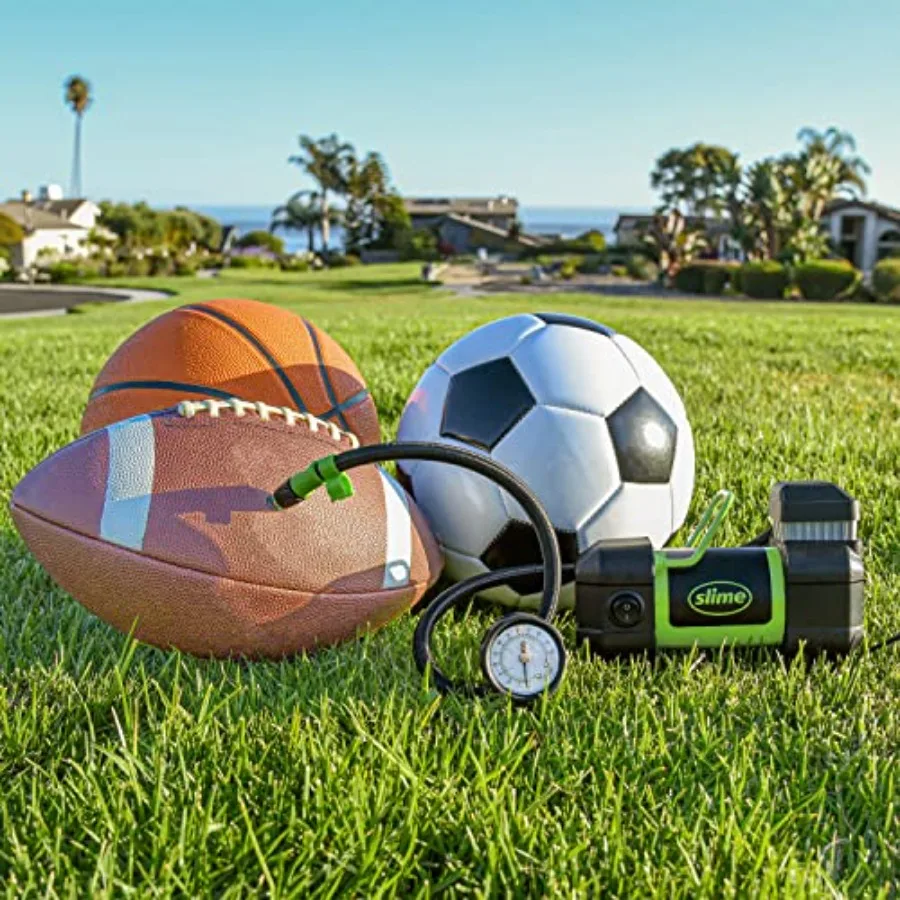 منفاخ إطارات Pro Power Compact محمول للسيارة والشاحنات الخفيفة ضاغط هواء مع مقياس قرص تناظري 100 رطل لكل بوصة مربعة طويل Ex #6