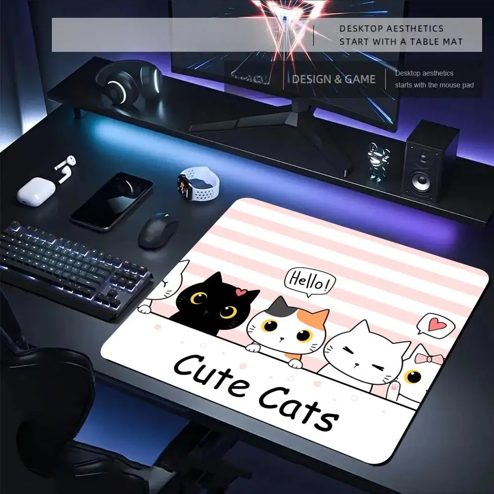 

Playful and cute cats anime Mouse Pad Desk Mat Gaming mats with Stitched Edge Durable Non-Slip 40X45CM mousepads desk pad