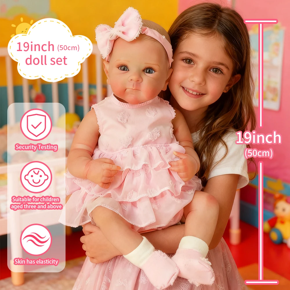 

19Inch Bettie Full Body Soft Silicone Girl Newborn Doll with Soft Touch Cuddly Baby Multiple Layers Painting 3D Skin Toy Gifts