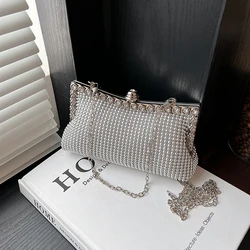 Chains Diamonds Solid Metal Hasp Fashion Pvc Shoulder Bags 2024 Hot Sale Personality Handbag for Women Bolsos De Señora Bolso