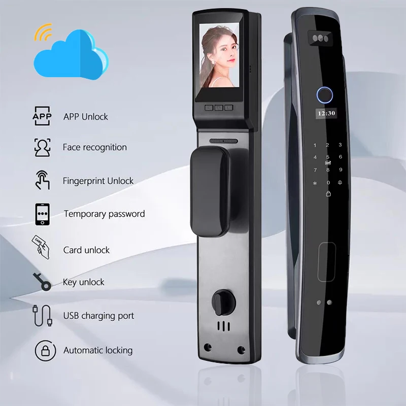 Fully Automatic WIFI APP 3D Face Recognition Smart Lock Fingerprint Biometric Card Key Digital Lock Home Smart Lock