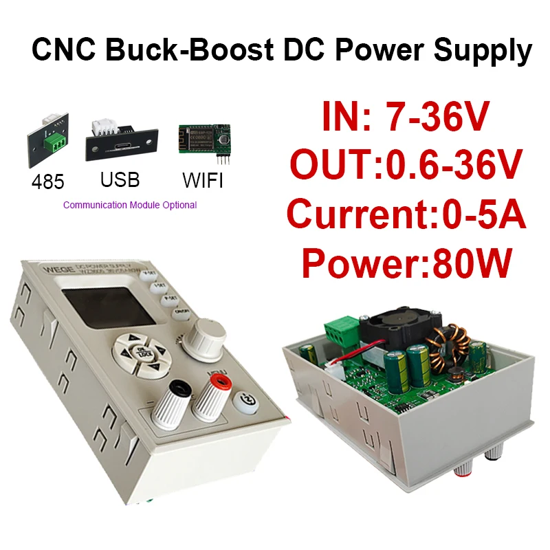WZ3605 CNC Buck-Boost DC Power Supply 0-36V 5A 80W Step-Down Converter Module Constant Current Constant Voltage Anti-backflow