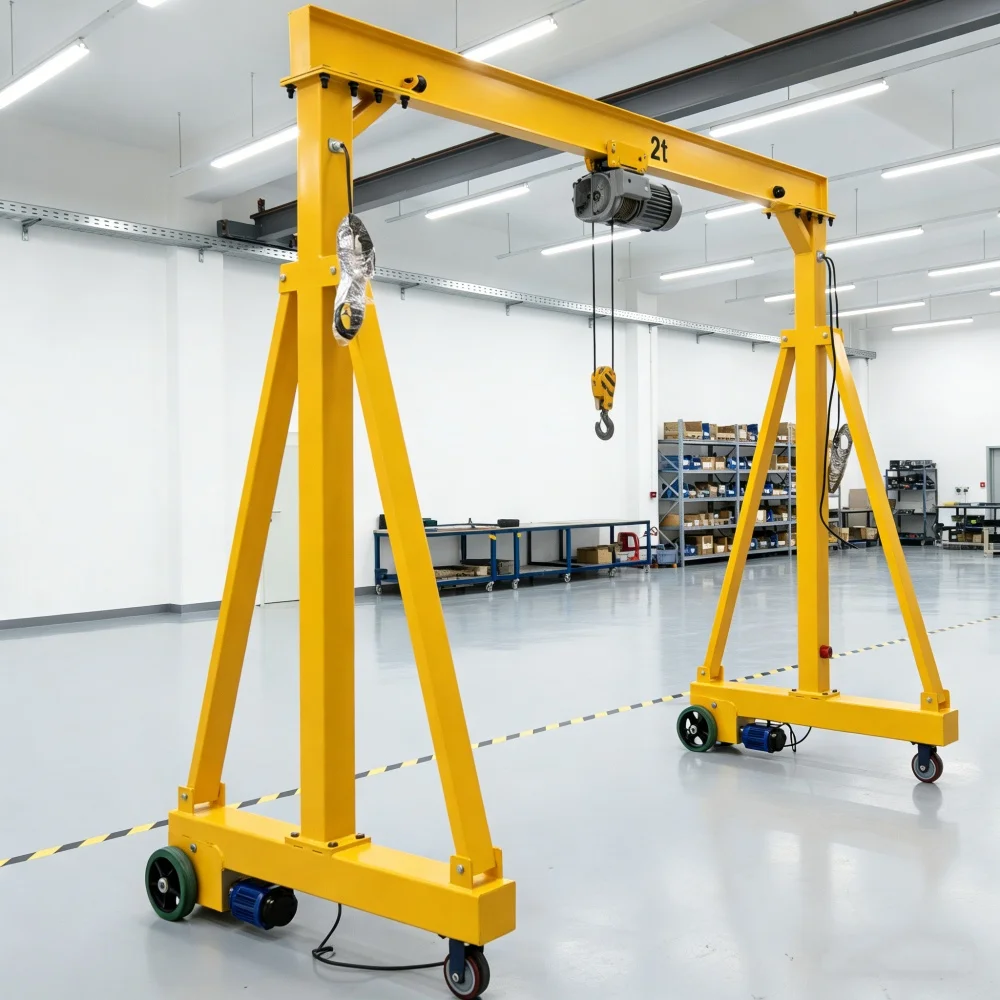 Light Duty 2 Ton Small Mobile Easy Operation Gantry Crane with Motor and Electric Hoist for Container Yard Material Handling