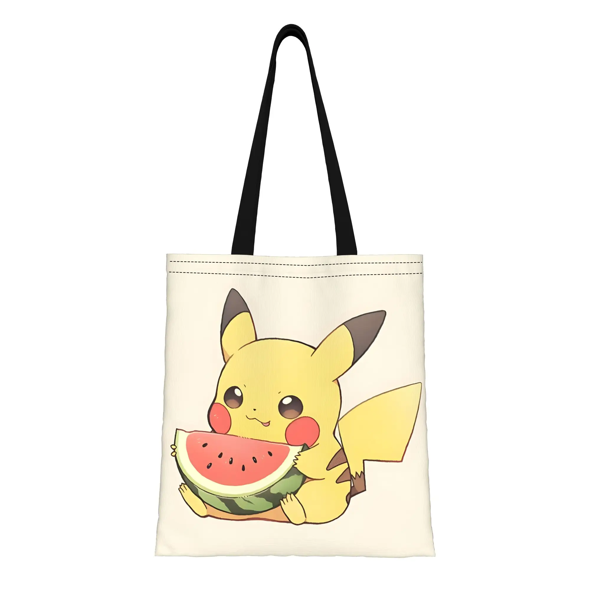 

1PC back to school pokemon funny cute Pikachu Canvas funko Canvas Tote Bag Women'S Shoulder Handbag