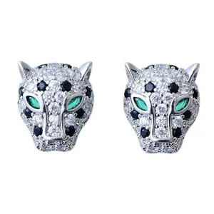 Coreia novo design moda jóias requintado conjunto de cobre zircão colorido animal leopardo brincos luxo feminino festa gala brincos 10 principais vendas fato de gala homem - №4