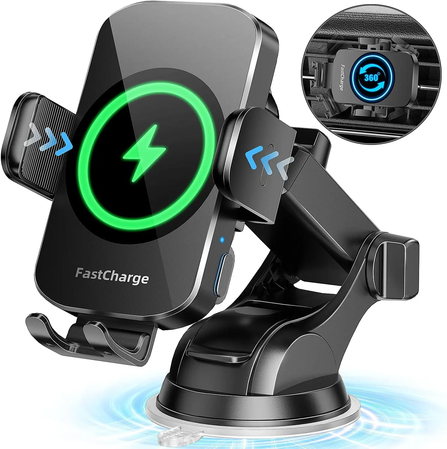 2024 Newest Wireless Car Charger, Fast Charging Phone Holder 3 in 1 Phone Mount Auto Clamping Car Accessories