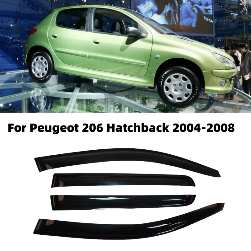 

For Peugeot 206 Hatchback 2004-2008 Car Accessories Window Visors Rain Sun Guard Vent Wind Deflector Weathershield Moulding Trim