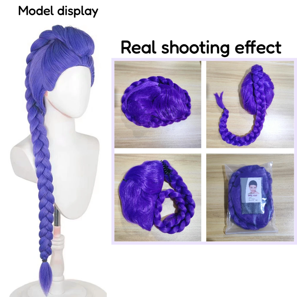 Perruque violette Rumi pour enfants - Mira Zoey Anime Devil Hunter Cosplay perruque assortie et accessoires de perruque de fête et de spectacle sur scène