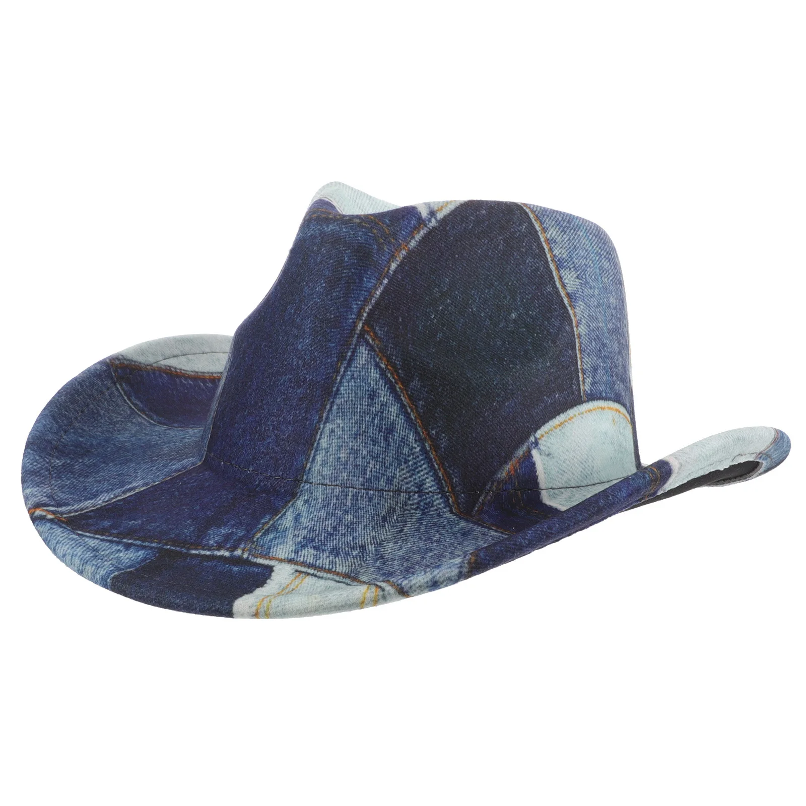 

56-58cm Western Cowboy Hat Distressed Finish Patchwork Design for Costume Parties and Outdoor Events Western Cowgirl Hat