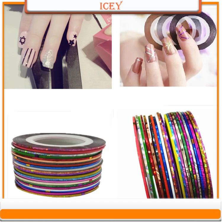 Nail Accessories Gold and Silver Thread Painted Thread with Adhesive Backing Can Be Directly Pasted with 10 Color Nail Stickers