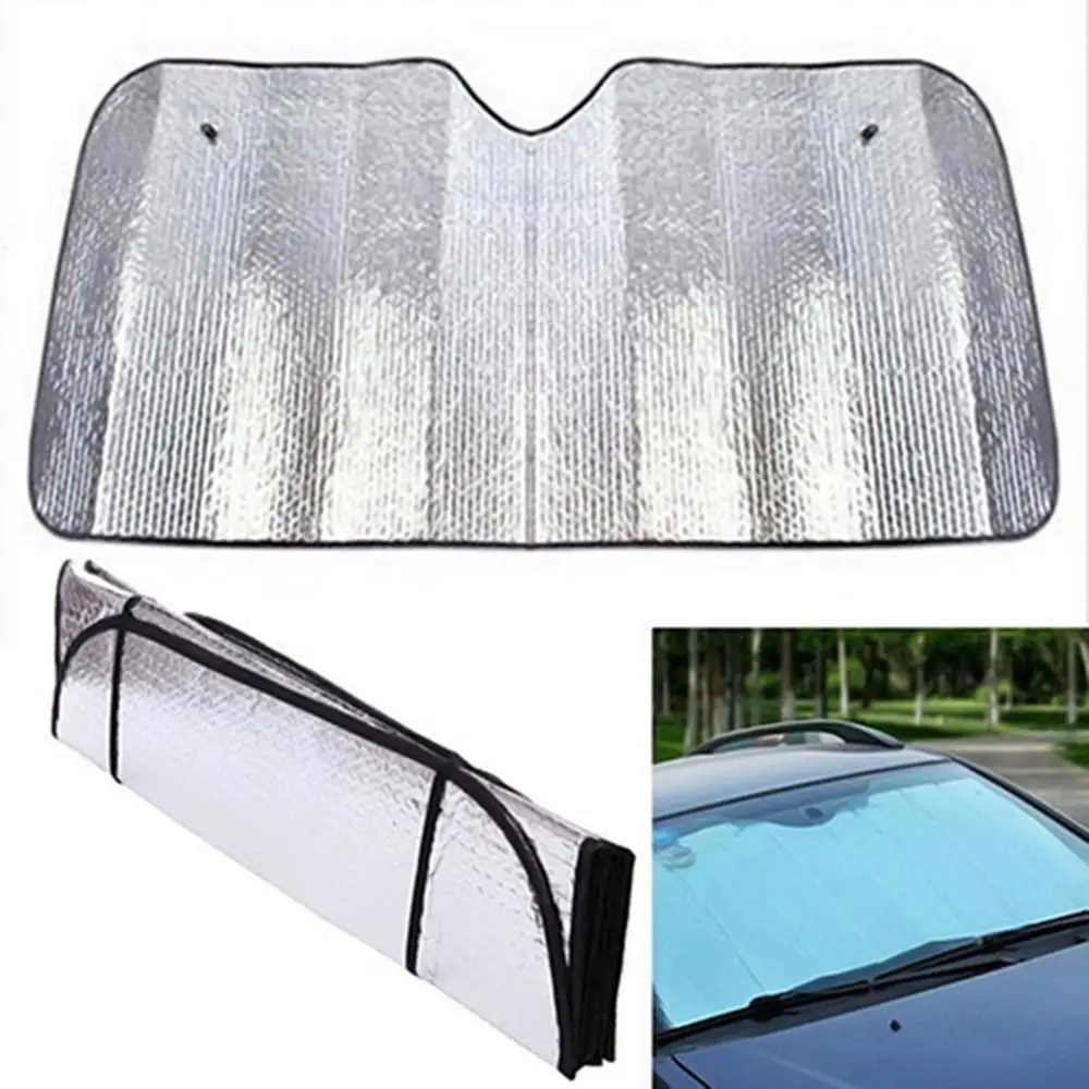 Winter Summer Foldable Car Windshield Visor Cover Front Rear Block Window Sun Shade Silver
