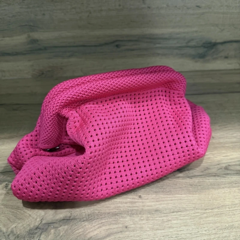 

Summer Candy Color Soft Elastic Small Crochet Clutches Bag Hollow Out Polyester Summer Beach Handbag Party 2025
