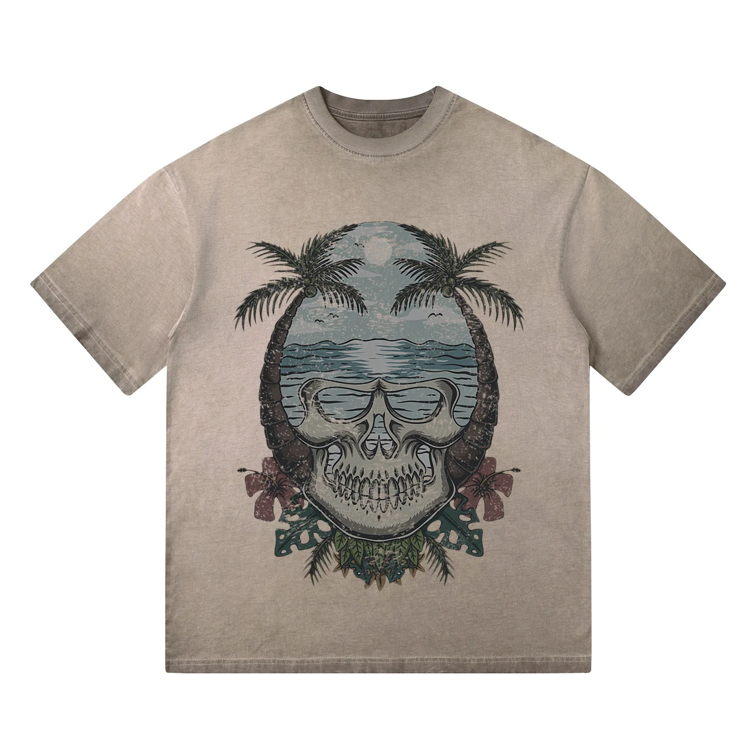 

Men's Oversized Hip Hop T Shirts Washed Vintage Skull Y2K Tees High Streetwear Retro Short Sleeve Tops Printed Summer Tshirt