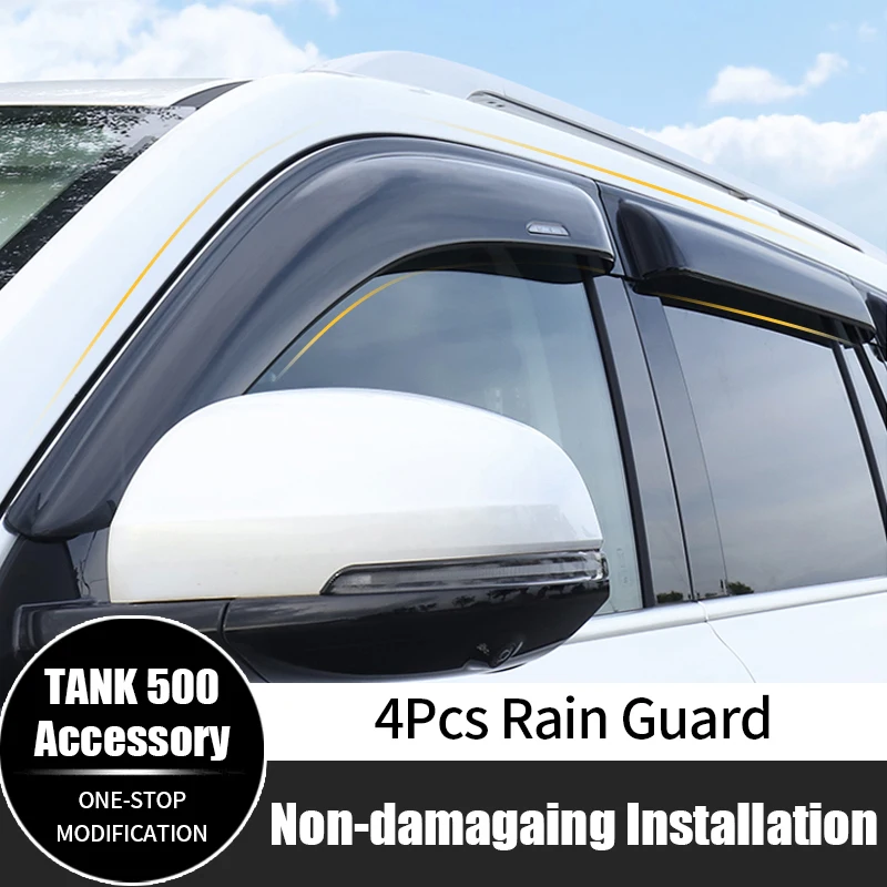 

4Pcs For GWM Tank 500 Car Accessories ABS Thickened Door Side Window Deflectors Visor Rain Guard