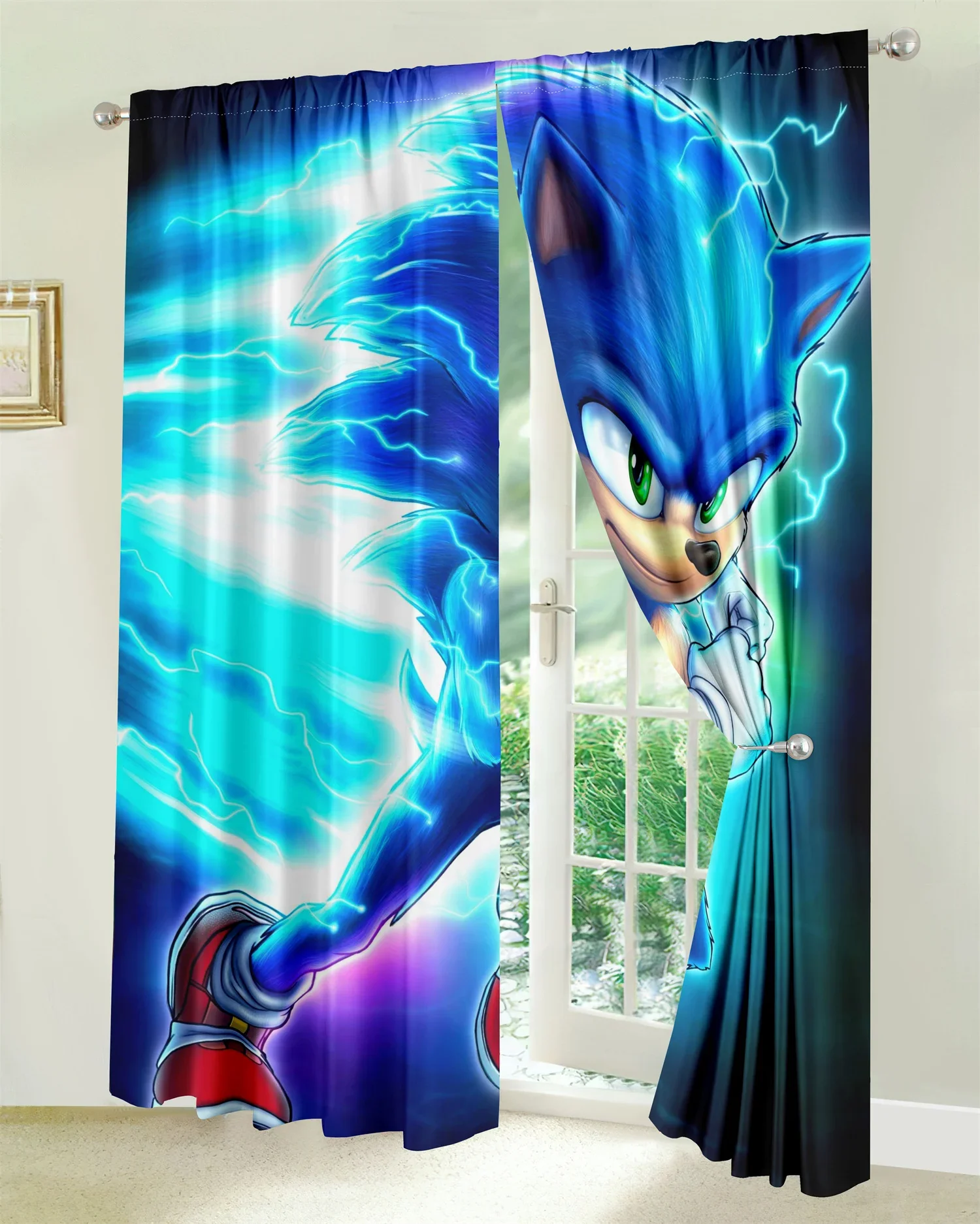 3D Cartoon Cute Lovely Kids Child Boys Gift Light Filtering Drape Window Curtains for Living Room Bedroom Kitchen 2 Pieces Decor